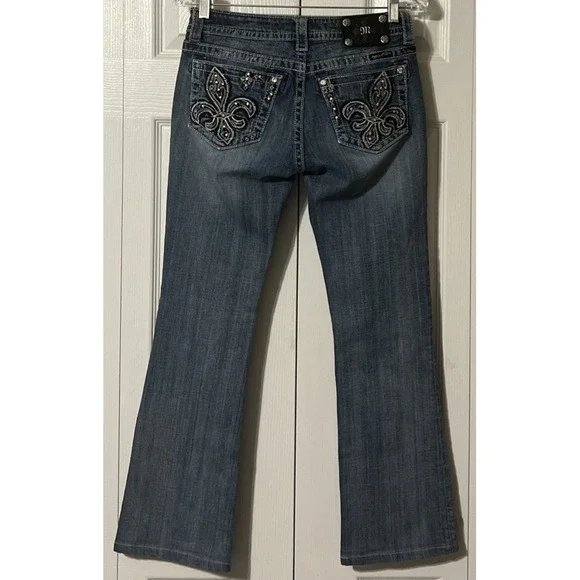 Miss Me Blue Boot Cut Jeans with Silver Embellishments - Picture 12 of 12